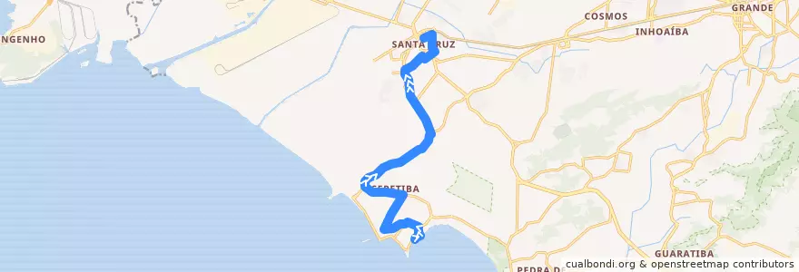 Mapa del recorrido Ônibus SV 870 - Sepetiba → Santa Cruz de la línea  en Rio de Janeiro.