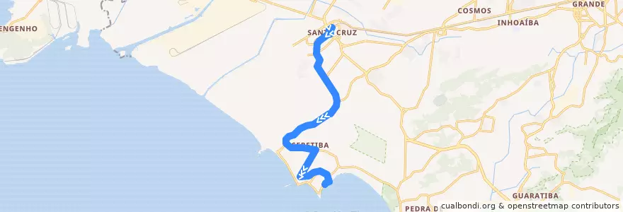 Mapa del recorrido Ônibus SV 870 - Santa Cruz → Sepetiba de la línea  en Rio de Janeiro.