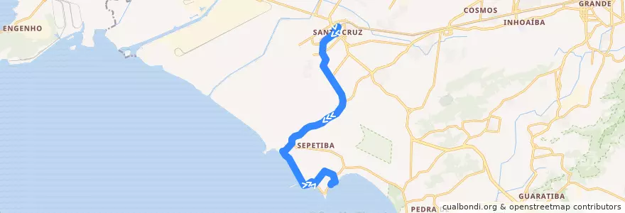 Mapa del recorrido Ônibus 870 - Santa Cruz → Sepetiba de la línea  en Rio de Janeiro.