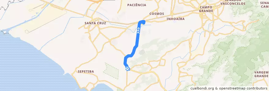 Mapa del recorrido Ônibus 897 - Pingo d'Água → Paciência de la línea  en Rio de Janeiro.