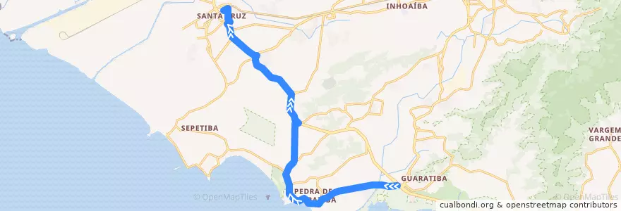 Mapa del recorrido Ônibus 885 - Piraquê → Santa Cruz de la línea  en Rio de Janeiro.