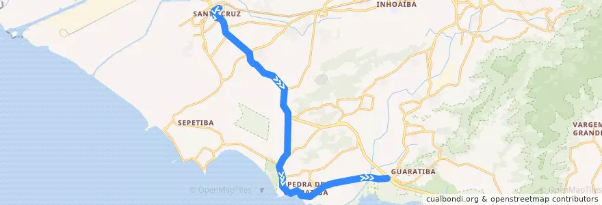 Mapa del recorrido Ônibus 885 - Santa Cruz → Piraquê de la línea  en Рио-де-Жанейро.