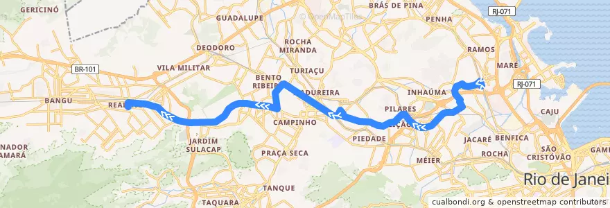 Mapa del recorrido Ônibus 917 - Bonsucesso → Realengo de la línea  en Rio de Janeiro.
