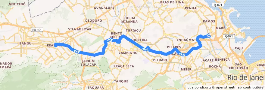 Mapa del recorrido Ônibus SV 917 - Bonsucesso → Realengo de la línea  en Rio de Janeiro.