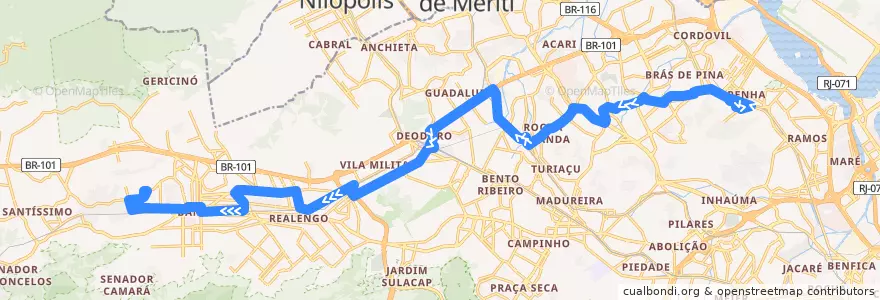 Mapa del recorrido Ônibus 926 - Penha → Senador Camará de la línea  en ريو دي جانيرو.