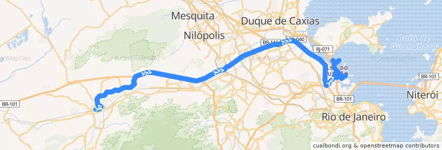 Mapa del recorrido Ônibus 936 - Campo Grande → Fundão de la línea  en 里约热内卢.