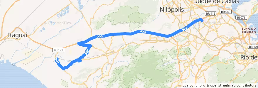 Mapa del recorrido Ônibus 756 - Santa Cruz → Coelho Neto de la línea  en ریودو ژانیرو.