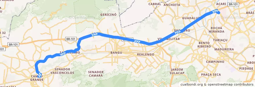 Mapa del recorrido Ônibus 771 - Campo Grande → Coelho Neto de la línea  en Rio de Janeiro.