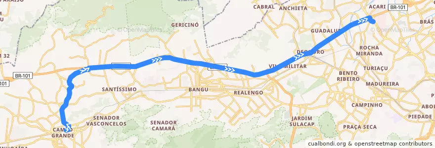 Mapa del recorrido Ônibus 770 - Campo Grande → Coelho Neto de la línea  en ريو دي جانيرو.