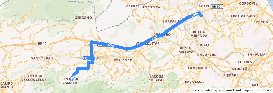 Mapa del recorrido Ônibus 772 - Bangu → Coelho Neto de la línea  en Rio de Janeiro.