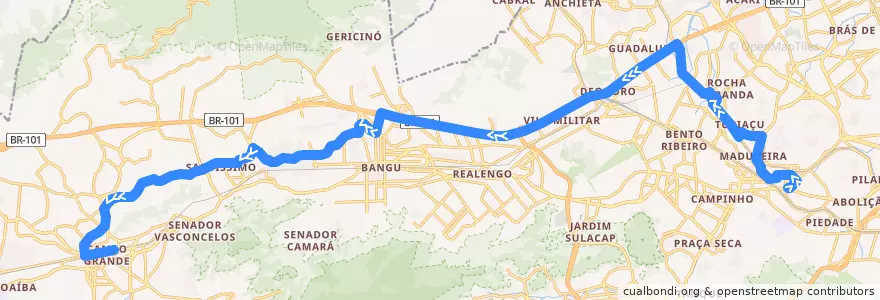 Mapa del recorrido Ônibus SV 790 - Cascadura → Campo Grande de la línea  en Rio de Janeiro.