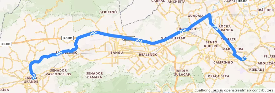 Mapa del recorrido Ônibus 790 - Campo Grande → Cascadura de la línea  en リオデジャネイロ.