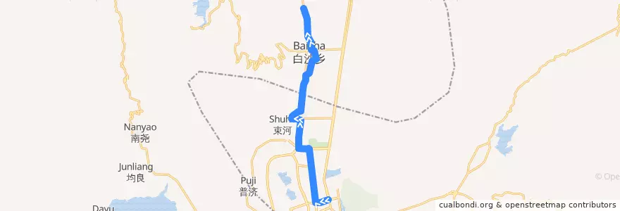 Mapa del recorrido Bus 6 to Baisha de la línea  en 丽江市.
