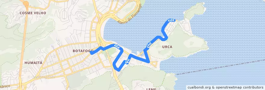 Mapa del recorrido Ônibus SP 513 - Urca → Botafogo de la línea  en ریودو ژانیرو.