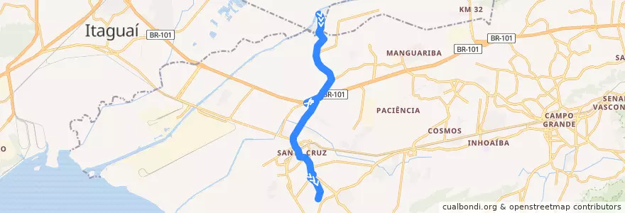 Mapa del recorrido Ônibus 807 - Jesuítas → Santa Cruz de la línea  en 리우데자네이루.