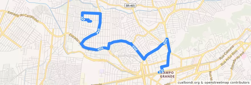 Mapa del recorrido Ônibus 824 - Campo Grande → Vila Nova de la línea  en Рио-де-Жанейро.