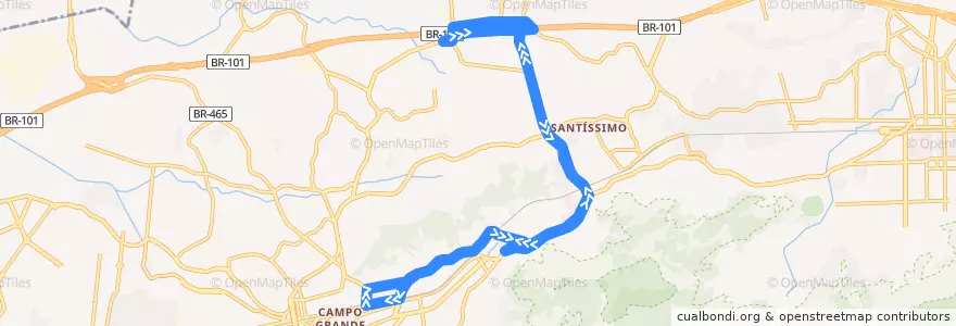 Mapa del recorrido Ônibus 826 - Carobinha → Campo Grande de la línea  en Rio de Janeiro.