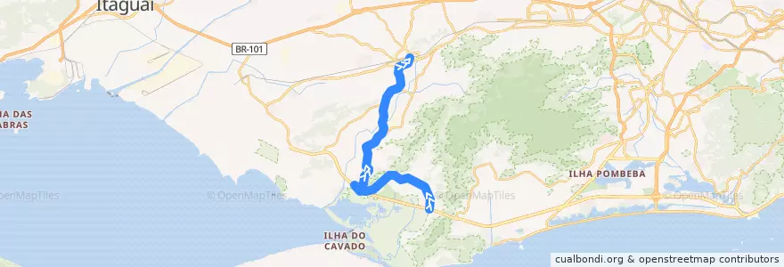 Mapa del recorrido Ônibus 854 - Ilha de Guaratiba → Campo Grande de la línea  en Rio de Janeiro.