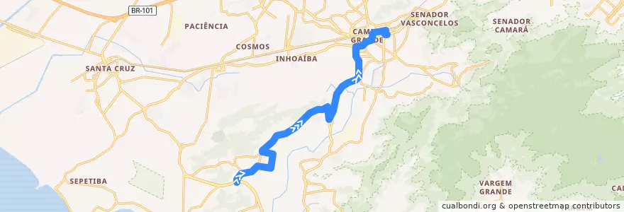 Mapa del recorrido Ônibus 879 - Magarça → Campo Grande de la línea  en Rio de Janeiro.