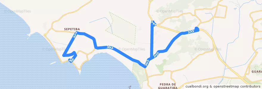 Mapa del recorrido Ônibus SP 884 - Sepetiba → Magarça de la línea  en Rio de Janeiro.