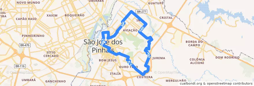 Mapa del recorrido Bairro a Bairro - 1 de la línea  en São José dos Pinhais.