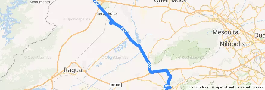 Mapa del recorrido Ônibus 739P - Santa Sofia → Campo Grande (via West Shopping) de la línea  en Região Geográfica Imediata do Rio de Janeiro.