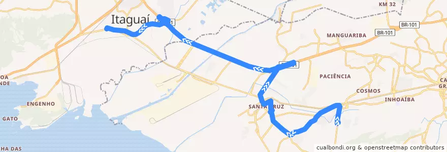Mapa del recorrido Ônibus 426P - Cesarão → Itaguaí de la línea  en Região Geográfica Imediata do Rio de Janeiro.