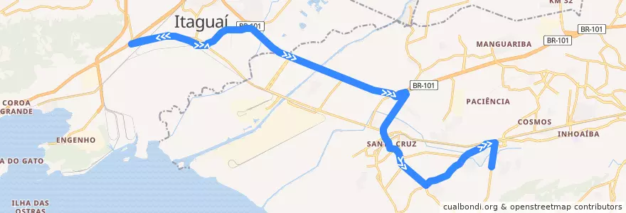 Mapa del recorrido Ônibus 426P - Itaguaí → Cesarão de la línea  en Região Geográfica Imediata do Rio de Janeiro.