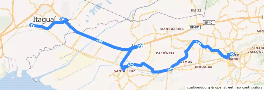 Mapa del recorrido Ônibus 428P - Campo Grande → Itaguaí de la línea  en Região Geográfica Imediata do Rio de Janeiro.