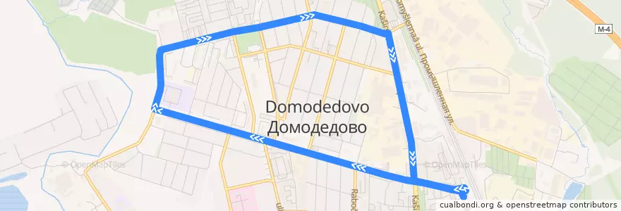 Mapa del recorrido Автобус 1: ст. Домодедово => ул. Набережная => ст. Домодедово de la línea  en городской округ Домодедово.