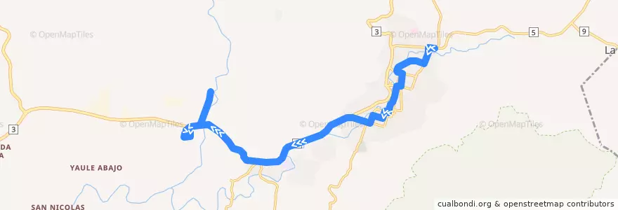 Mapa del recorrido Ruta 4: Colonia Rubén Darío -> Sistemas 3M de la línea  en Matagalpa (Municipio).