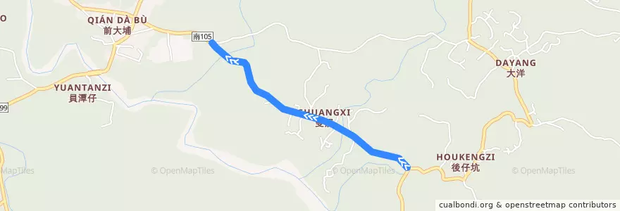 Mapa del recorrido 黃11-2(繞駛雙溪_返程) de la línea  en Dongshan District.