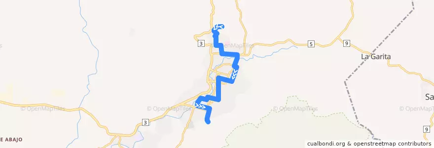 Mapa del recorrido Ruta 2: Chispa - Apante de la línea  en Matagalpa (Municipio).