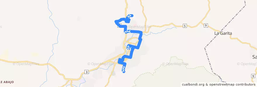 Mapa del recorrido Ruta 2: Apante - Chispa de la línea  en Matagalpa (Municipio).