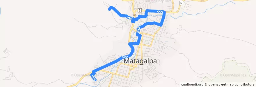 Mapa del recorrido Ruta 12: Primero de Mayo - El Tule de la línea  en Matagalpa (Municipio).