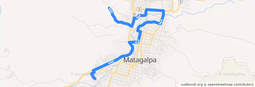 Mapa del recorrido Ruta 12: El Tule - Primero de Mayo de la línea  en Matagalpa (Municipio).
