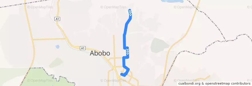 Mapa del recorrido gbaka: Akeïkoi Village → Abobo Gare d'Akeïkoi de la línea  en Abobo.