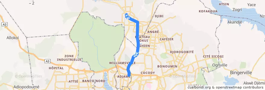 Mapa del recorrido bus 79 : Gendarmerie Abobo → Adjamé Liberté de la línea  en アビジャン.