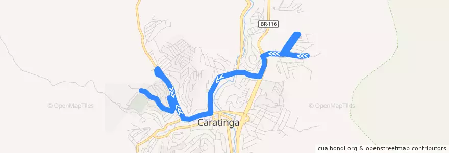 Mapa del recorrido U09 - Esplanada/Santa Izabel de la línea  en Caratinga.