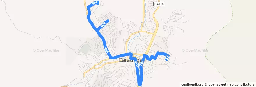 Mapa del recorrido U07 - Santa Zita/Habitacional de la línea  en Caratinga.