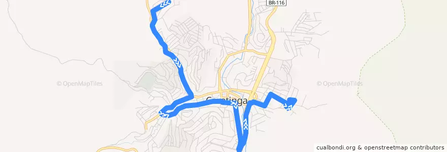 Mapa del recorrido U07 - Habitacional/Santa Zita de la línea  en Caratinga.