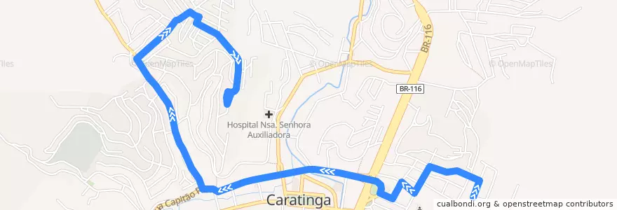 Mapa del recorrido U06 - Santa Zita/Doutor Eduardo de la línea  en Caratinga.