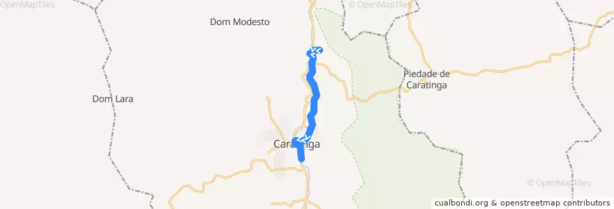 Mapa del recorrido U05 - Bairro das Graças/Limoeiro de la línea  en Caratinga.