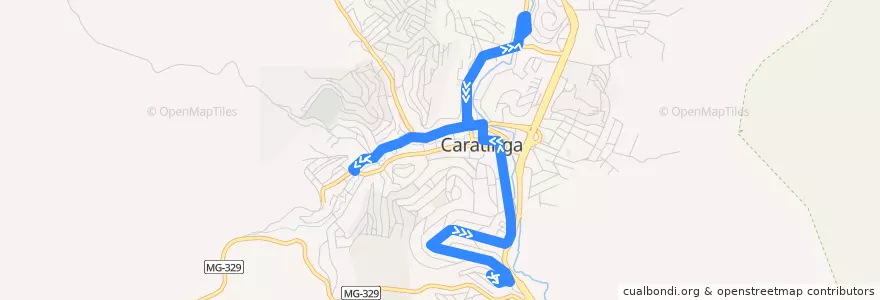 Mapa del recorrido U04 - Aparecida/Monte Líbano de la línea  en Caratinga.
