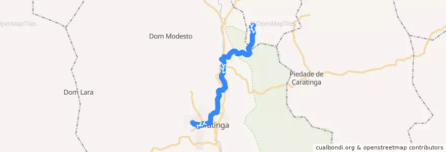 Mapa del recorrido U03 - Bairro das Graças/Esperança via Aeroporto de la línea  en Caratinga.