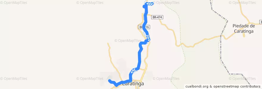 Mapa del recorrido U03 - Bairro das Graças/Esperança de la línea  en Caratinga.