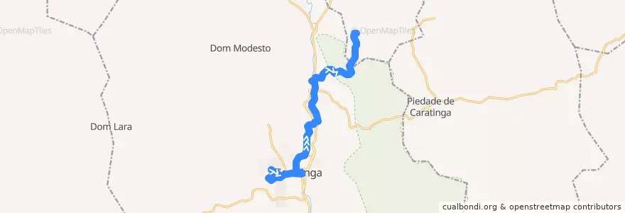 Mapa del recorrido U03 - Esperança/Bairro das Graças até Aeroporto de la línea  en Caratinga.