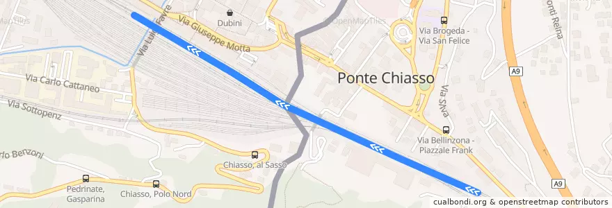 Mapa del recorrido Treno S11: Milano Porta Garibaldi => Chiasso de la línea  en .