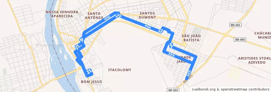 Mapa del recorrido Cidade Jardim de la línea  en Pirapora.