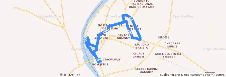 Mapa del recorrido Nova Pirapora de la línea  en Pirapora.